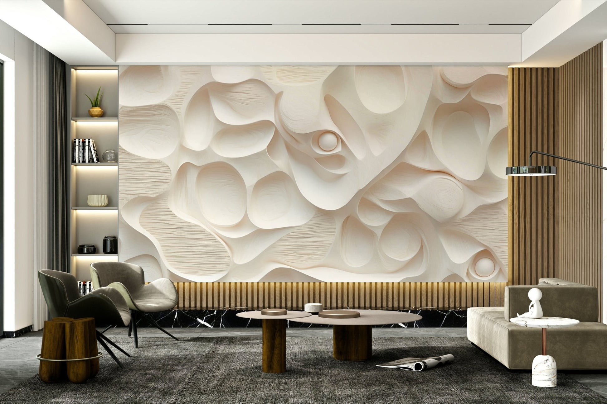 Sculpted textured wallpaper surface
